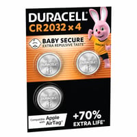 Baterie cu litiu tip monedă Duracell CR2032 3V, ambalaj cu protecție pentru copii (Baby Secure), compatibilă cu Apple AirTag, pentru brelocuri, cântare, dispozitive purtabile — set de 3 bucăți 1