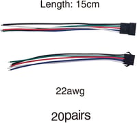 YIXISI 20 Páros JST SM 5PIN Csatlakozó Adapter Szett - LED Világításhoz, EL Vezetékekhez, 15cm Réz Kábellel, 2,54mm Osztással 2
