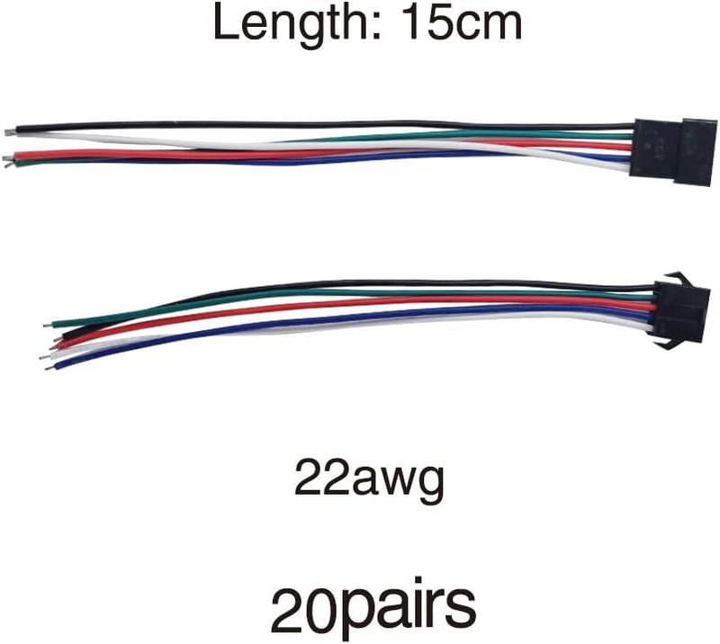YIXISI 20 Páros JST SM 5PIN Csatlakozó Adapter Szett - LED Világításhoz, EL Vezetékekhez, 15cm Réz Kábellel, 2,54mm Osztással