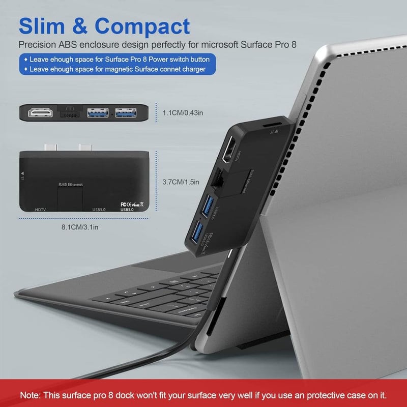 Yeemie Pro Surface Pro 8 Dokkoló - 4K HDMI, Ethernet, USB és TF Kártyaolvasó