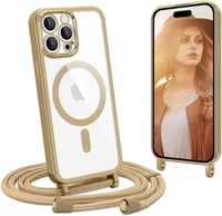 CaseLover iPhone 15 Pro arany mágneses nyakpántos tok, ütésálló kameravédelem 1