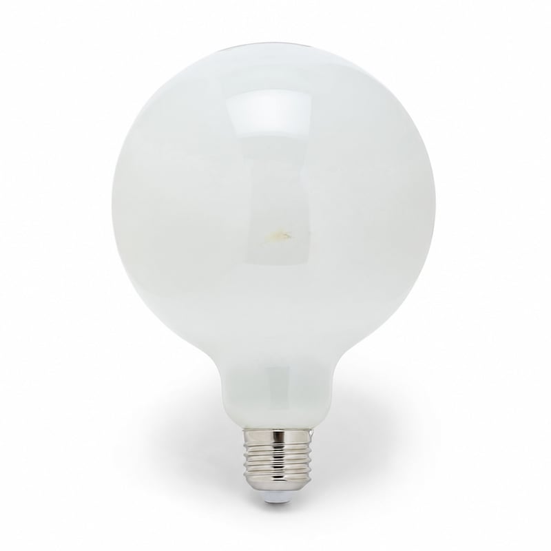 Bec LED cu filament Velamp Opal G125 Globe, E27, 22W, 3650lm, 4000K — defect, funcționează parțial: pată galbenă pe sticla becului (stare: vezi a 2-a imagine)