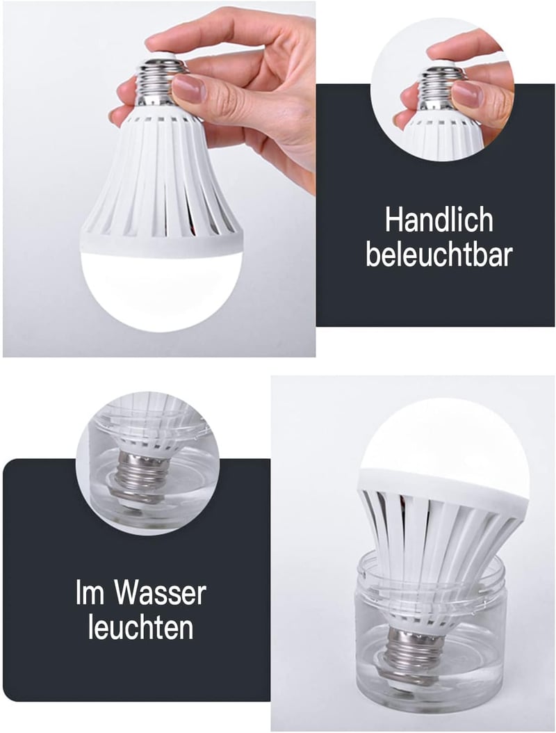 E27 LED Vészvilágító Izzó - Okos, Indukciós, Újratölthető, Energiatakarékos, 9W