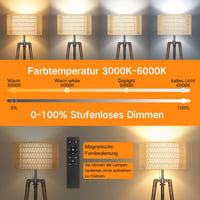 OUTON Fa Állólámpa LED Tripod Polccal - Távirányítós, 4 Színhőmérséklet, Időzítő, Dupla Lámpaernyő, Dió Színű, Nappali és Hálószoba Világítá 3