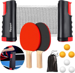 FBSPORT Professzionális Pingpong Készlet - 2 Ütő, Kihúzható Háló, 6 Labda, Hordozótáska - Asztalitenisz Szett Gyerekeknek és Felnőtteknek