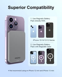 HINOVO MagSafe Powerbank 10000mAh - 20W PD Gyorstöltés iPhone 15/14/13/12 Sorozathoz, Vezeték Nélküli Fém Külső Akkumulátor 8