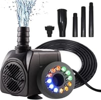 Bseical LED-es Kerti Szivattyú 750L/h - Csendes Vízpumpa Tóhoz, Akváriumhoz, Szökőkúthoz 4 Szórófejjel, Állítható Vízáramlással, 15W 1