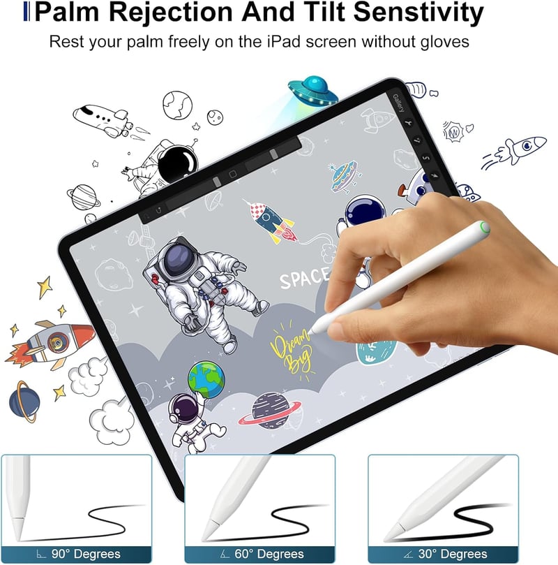 KEEPRO iPad ceruza 2. generáció - Mágneses töltésű, dőlés-érzékeny aktív toll iPad Pro, Air és Mini modellekhez