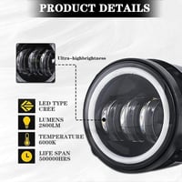 Skuntuguang 30W LED ködlámpa Jeep Wranglerhez, 10,2 cm-es, fekete, halo gyűrűs 2