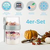 IDOBY 4 db-os Joghurtos-Müzlis Úti Pohár Szett Kanállal, 550ml, BPA-mentes 4