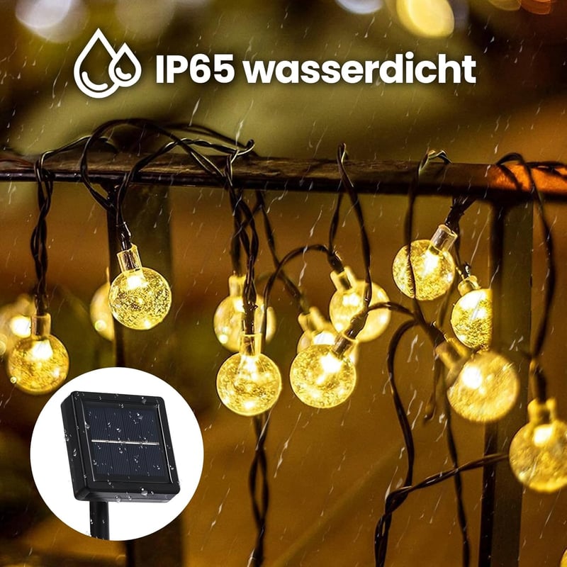 Goodia 8m-es Napelemes Kültéri Fényfüzér 40 LED-del, 8 Üzemmód, IP65 Vízálló