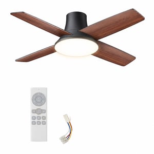 DREO stropni ventilator sa svjetlom, crni, DC motor, 12 brzina, LED s mogućnošću prigušivanja, daljinski upravljač — 1 kom. bez vijka (stanje: vidi 2. sliku)