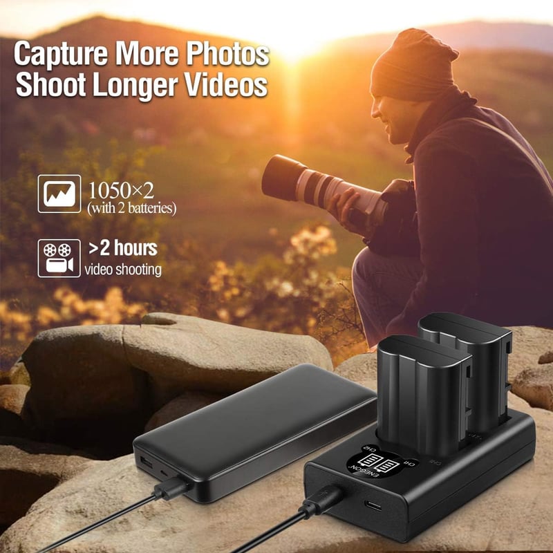 Nikon EN-EL15 akkumulátor szett és USB töltő D7100, D750, D7000 kamerákhoz
