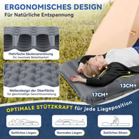 HIKENTURE Önfelfújó Kempingmatrac 13 cm Vastag, Párnával és Lábpumpával - Ultrakönnyű Túramatrac Kempingezéshez, Kiránduláshoz, 300 kg Teher 2