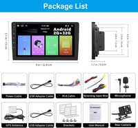 LSLYA 9" 2 DIN Android 13 Autórádió - 2GB/32GB, Vezeték Nélküli Apple CarPlay & Android Auto, Bluetooth, GPS, WiFi, FM, Tolatókamerával 7