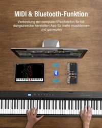 OYAYO Összehajtható Digitális Zongora 88 Billentyűvel - Bluetooth, MIDI, USB Csatlakozás, Félig Súlyozott Billentyűzet, Tartópedállal és Hor 4
