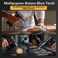 Sondiko S907 Konyhai Gázpisztoly Üzemanyagszint Jelzővel - Újratölthető Crème Brûlée Égő Biztonsági Zárral Sütéshez, Desszertekhez, Kempinge - Black 6