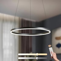 YYUTLUO Modern LED Gyűrű Csillár - 60 cm Fekete-Arany Fém-Akril Függőlámpa, 29W, 2500 Lumen, 2.4G Távirányítós Fényerőszabályzás, Nappali, H 1