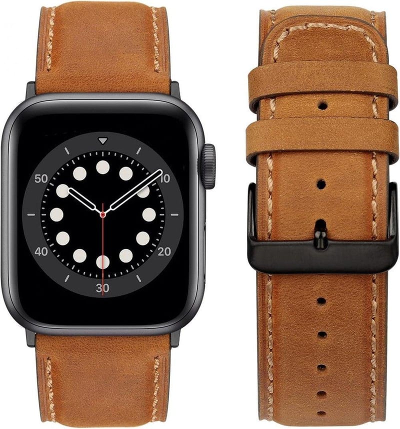 Apple Watch bőrszíj 45/44/42mm - Barna, Ultra/SE kompatibilis