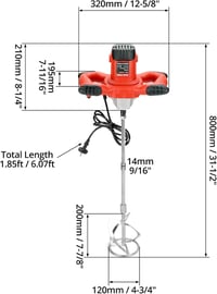QWORK 2100W-os 6 sebességes keverőgép festékhez, vakolathoz - M14 menettel 6
