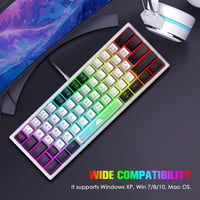 Redragon Mini 60% RGB Gamer Billentyűzet, Fehér-Fekete, 62 Gombos, PC/Mac 9