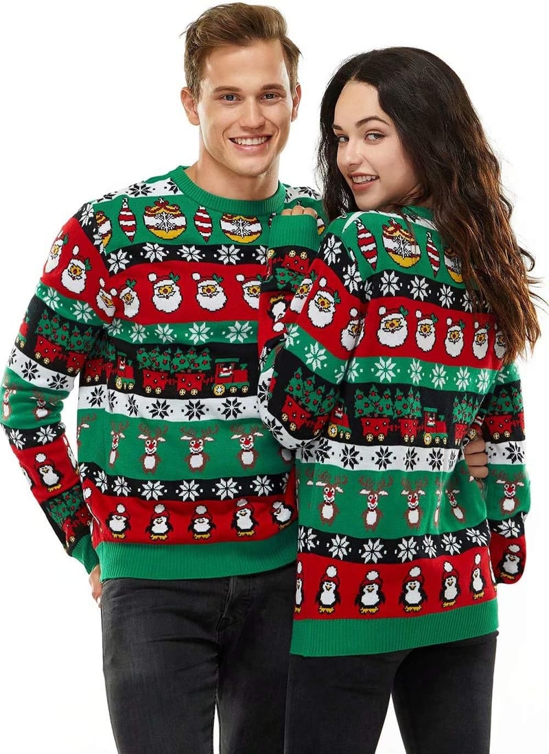 U LOOK UGLY TODAY Vicces Karácsonyi Pulóver Unisex, Vastag Kötésű Fair Isle Mintás, XL