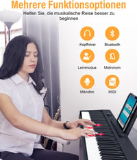 OYAYO 88 Billentyűs Összecsukható Digitális Zongora - Félsúlyozott Billentyűk, Bluetooth, MIDI, 128 Ritmus és Hangszín, Kezdőknek 5