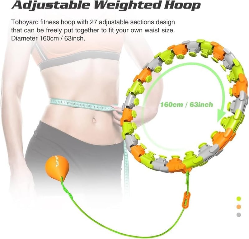 Bubbacare Smart Hoop Állítható Fitness Karika 27 Levehető Elemmel - Otthoni Edzés, Zsírégetés, Masszázs Funkcióval, 130 cm-ig