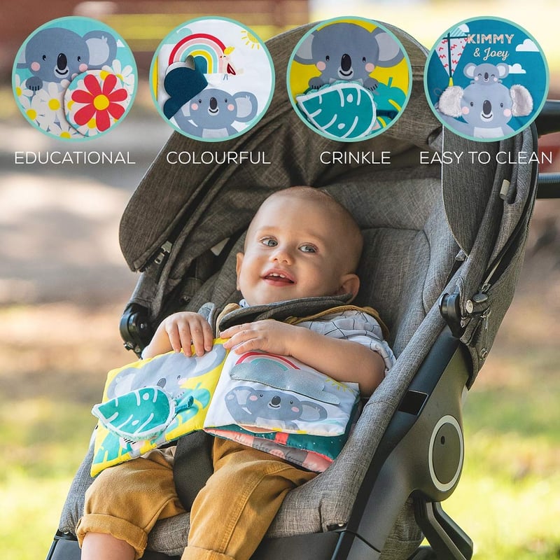Taf Toys Joey Koala Puha Babakönyv - Szürke Textil Fejlesztő Játék Babáknak, 100g, Elemek Nélkül, 2020-as Modell