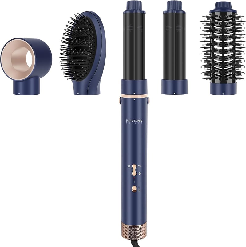 PARWIN PRO 5 az 1-ben MaxAIR ionos hajformázó szett, kék - hajszárító, meleglevegős kefe, göndörítő
