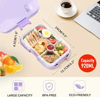 Homtibrm 6 rekeszes lila bento ebéddoboz 920 ml - gyerekeknek és felnőtteknek 2