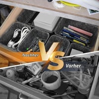 Set de 7 organizatoare pentru sertare din fetru Cbilzxer, 3 dimensiuni, organizator DIY pentru accesorii de birou, masă de machiaj, dormitor, gri închis 3