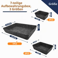 Set de 7 organizatoare pentru sertare din fetru Cbilzxer, 3 dimensiuni, organizator DIY pentru accesorii de birou, masă de machiaj, dormitor, gri închis 2