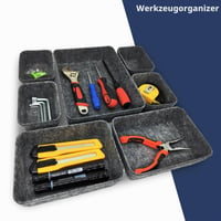 Set de 7 organizatoare pentru sertare din fetru Cbilzxer, 3 dimensiuni, organizator DIY pentru accesorii de birou, masă de machiaj, dormitor, gri închis 6