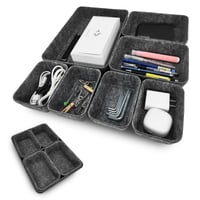Set de 7 organizatoare pentru sertare din fetru Cbilzxer, 3 dimensiuni, organizator DIY pentru accesorii de birou, masă de machiaj, dormitor, gri închis 1