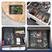 Set de 7 organizatoare pentru sertare din fetru Cbilzxer, 3 dimensiuni, organizator DIY pentru accesorii de birou, masă de machiaj, dormitor, gri închis 7