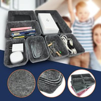 Set de 7 organizatoare pentru sertare din fetru Cbilzxer, 3 dimensiuni, organizator DIY pentru accesorii de birou, masă de machiaj, dormitor, gri închis 5