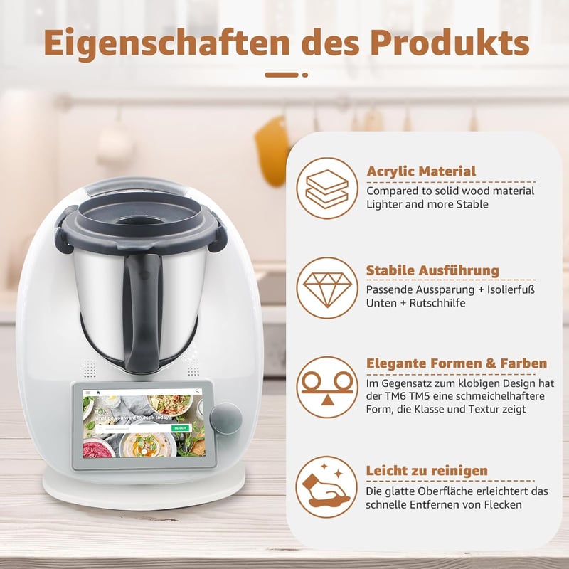 CBJEHIFEY Thermomix TM6 TM5 bambusz csúszótábla fehér kiegészítő