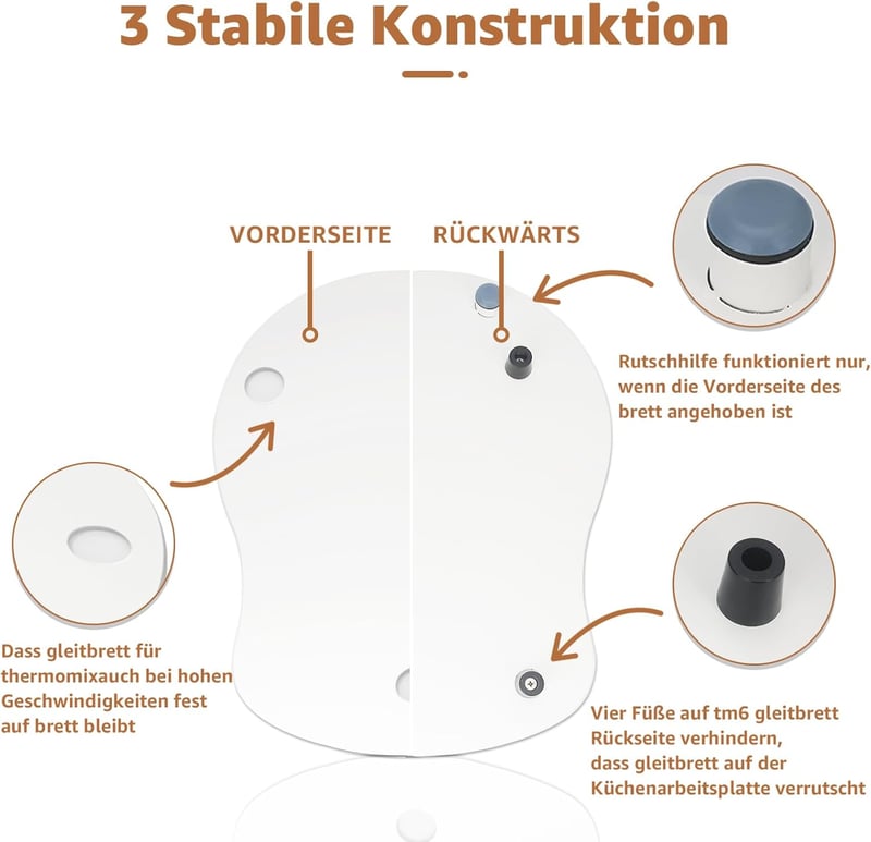 CBJEHIFEY Thermomix TM6 TM5 bambusz csúszótábla fehér kiegészítő