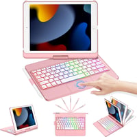 CC Store iPad 10.2 Billentyűzet - 360° Forgatható, Háttérvilágítású, Érintőpados Védőtok iPad 9/8/7 Generációhoz, Arany 1