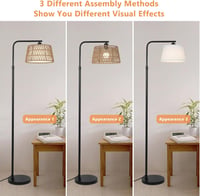 Rayofly Állólámpa Távirányítóval - Rattan Boho Állólámpa LED Izzóval, Alkalmazásvezérléssel, Rattan és Lenvászon Lámpaernyővel Nappali és H 5