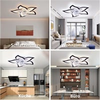 MiiR Virág Alakú LED Mennyezeti Ventilátor Lámpa - 50W Fekete Távirányítós Csillár 5 Fényforrással, Applikációval Szabályozható, Nappali és  - 69 cm, Black 7
