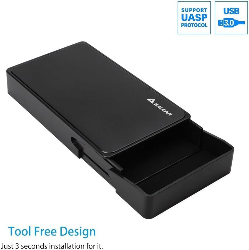 Salcar USB 3.0 külső merevlemez ház 3,5" SATA SSD és HDD-hez, 12V 2A tápegységgel