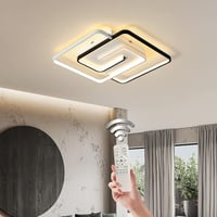 minifair Modern LED Mennyezeti Lámpa 36W 50cm - Távirányítós Négyzet Alakú Fekete-Fehér Fényerőszabályozható Lámpatest Nappaliba Hálószobába 8