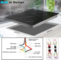 Hobsir hob 60 cm-es Üvegkerámia Főzőlap 4 Zónával, Érintőszenzoros Vezérlés, 6000W, 9 Teljesítményszint, LED Kijelző, Gyerekzár 4