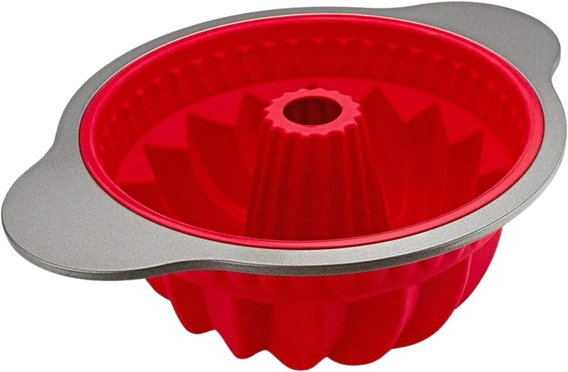 Boxiki Kitchen Szilikon Kuglóf Sütőforma Acélkerettel és Fogantyúkkal - Tapadásmentes Tortaforma Sütéshez, Mosogatógépben Mosható