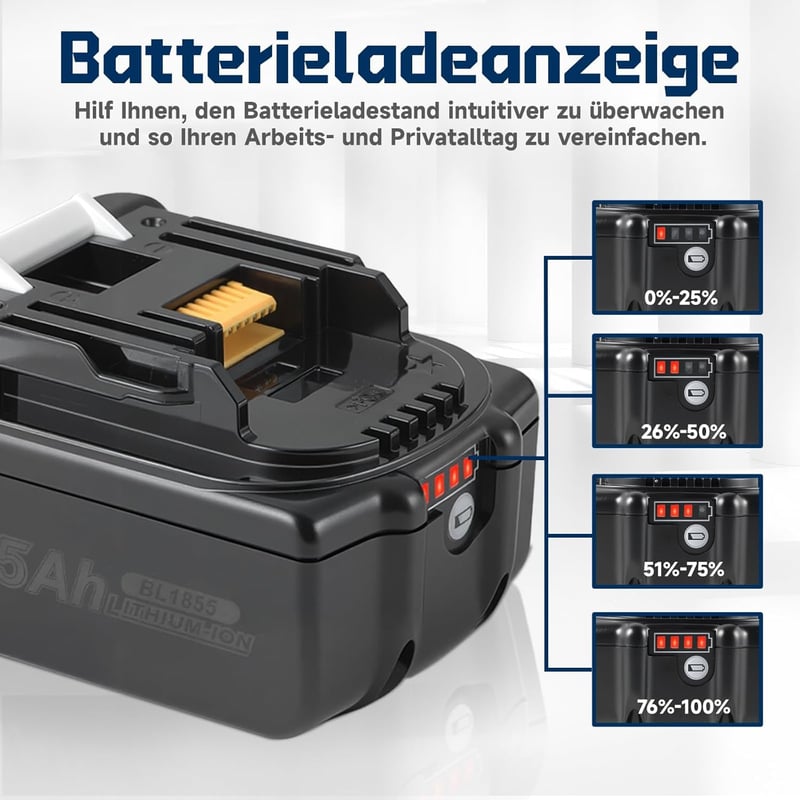 BXOXD 18V 5.5Ah Akkumulátor Szett Makita Gépekhez - 2db Pótakku + DC18RC Gyorstöltő, LED Töltésjelző, BL1860B Kompatibilis