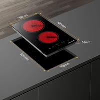 GASLAND CH30BF 30 cm-es beépíthető elektromos főzőlap 2 zónás üvegkerámia, gyermekzár, időzítő 16