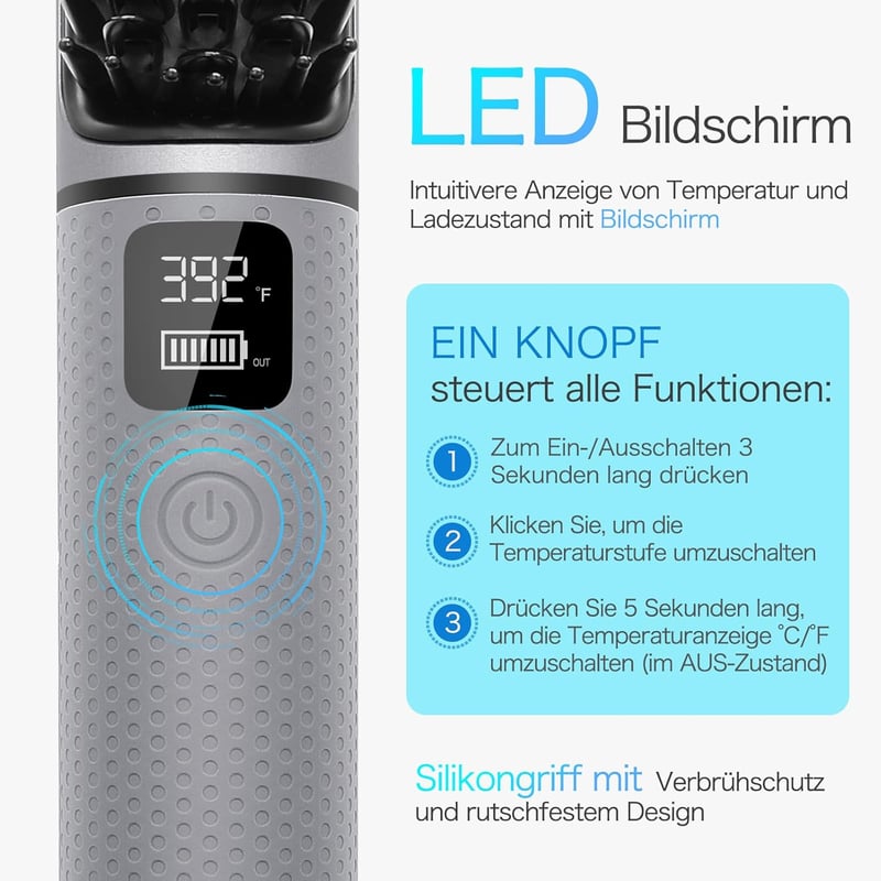 iTayga 2in1 Vezeték Nélküli Hajsimító Kefe, USB Tölthető, Utazáshoz