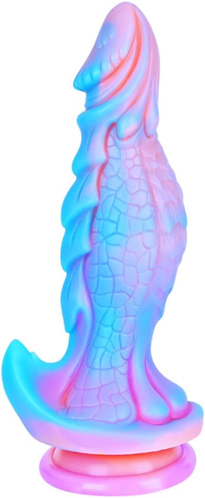 Monster 25 cm-es óriás fantázia sárkány dildó, kék szilikon, tapadókorongos XL anál játék